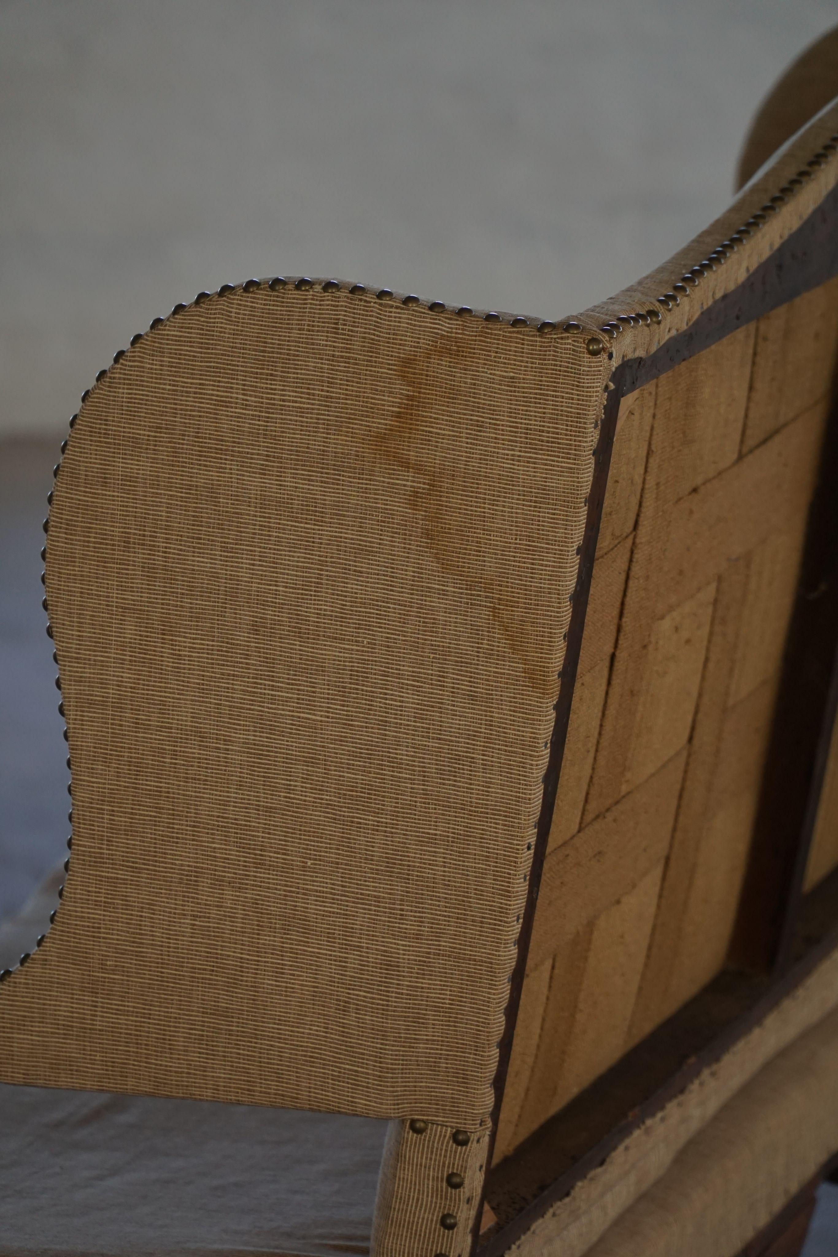Fabric 18th-Century Rococo Sofa, Carved Oak Frame and Original Upholstery, Sweden For Sale