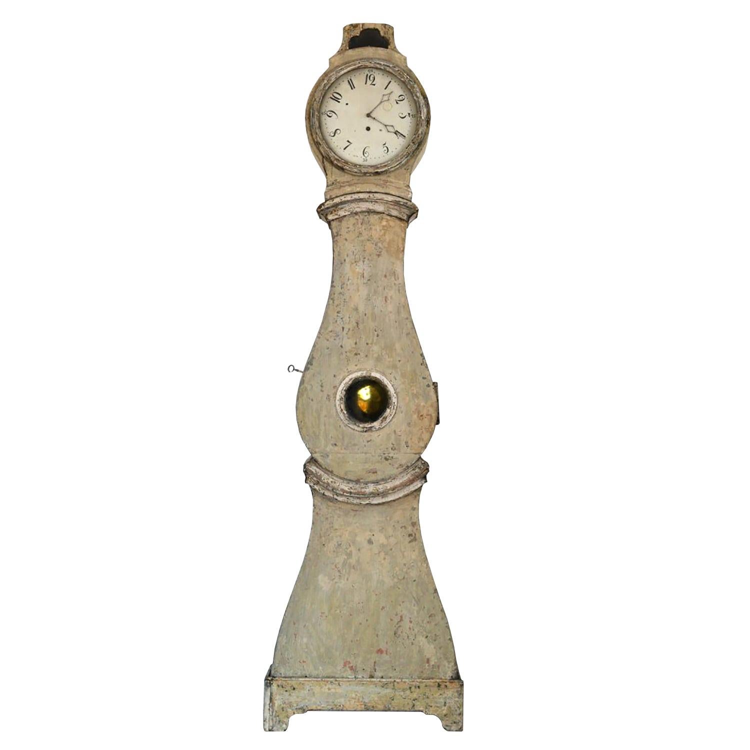 18th Century Rococo Tall Case Clock with Enamelled Clock Face