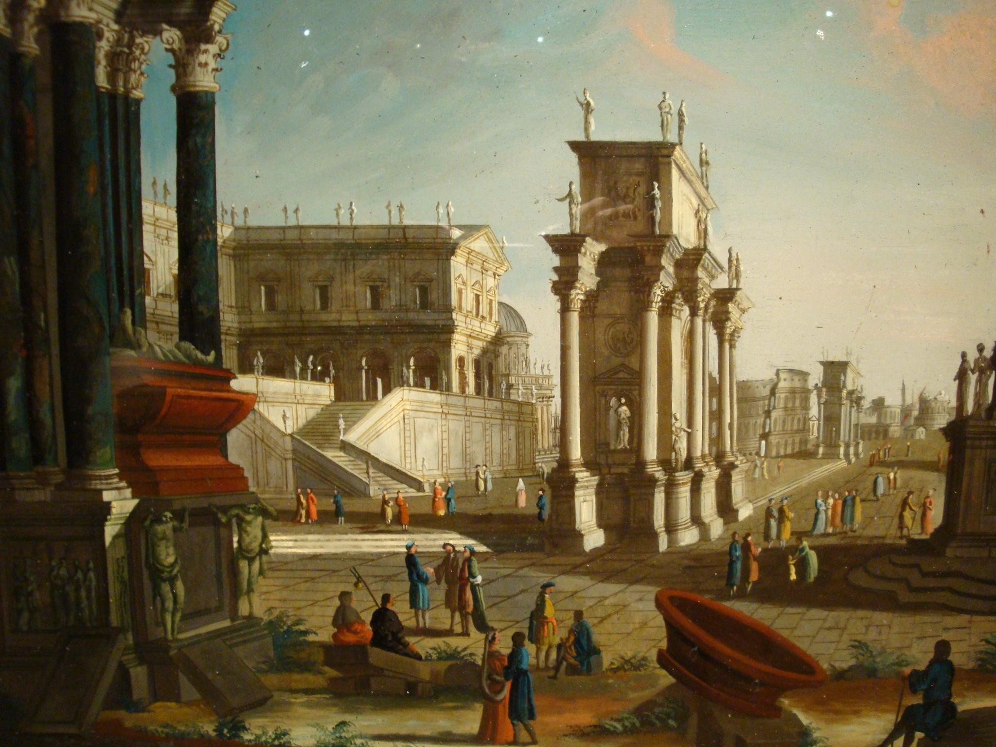 18th Century, Roman Architectural Capriccio Attributed to Francesco Chiarottini For Sale 5