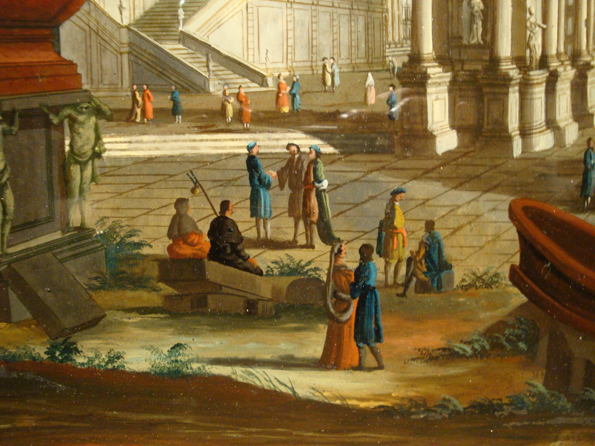 Capriccio architettonico romano del XVIII secolo attribuito a Francesco Chiarottini in vendita 4