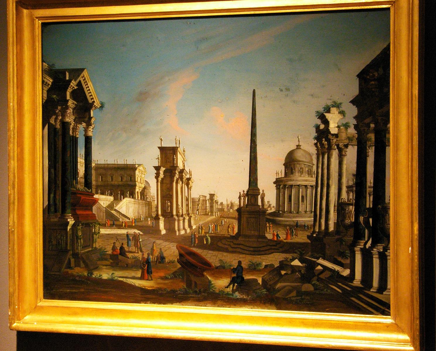 Capriccio architettonico romano del XVIII secolo attribuito a Francesco Chiarottini in vendita 6