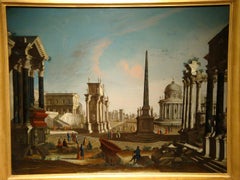 18th Century, Roman Architectural Capriccio Attributed to Francesco Chiarottini