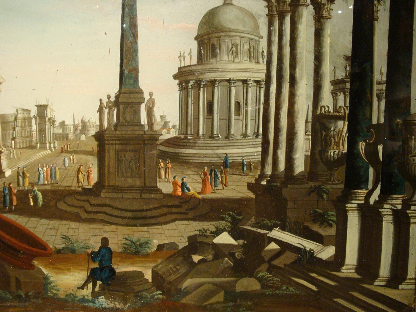 18. Jahrhundert, Römisches Architektur-Capriccio, zugeschrieben Francesco Chiarottini (Italienisch) im Angebot