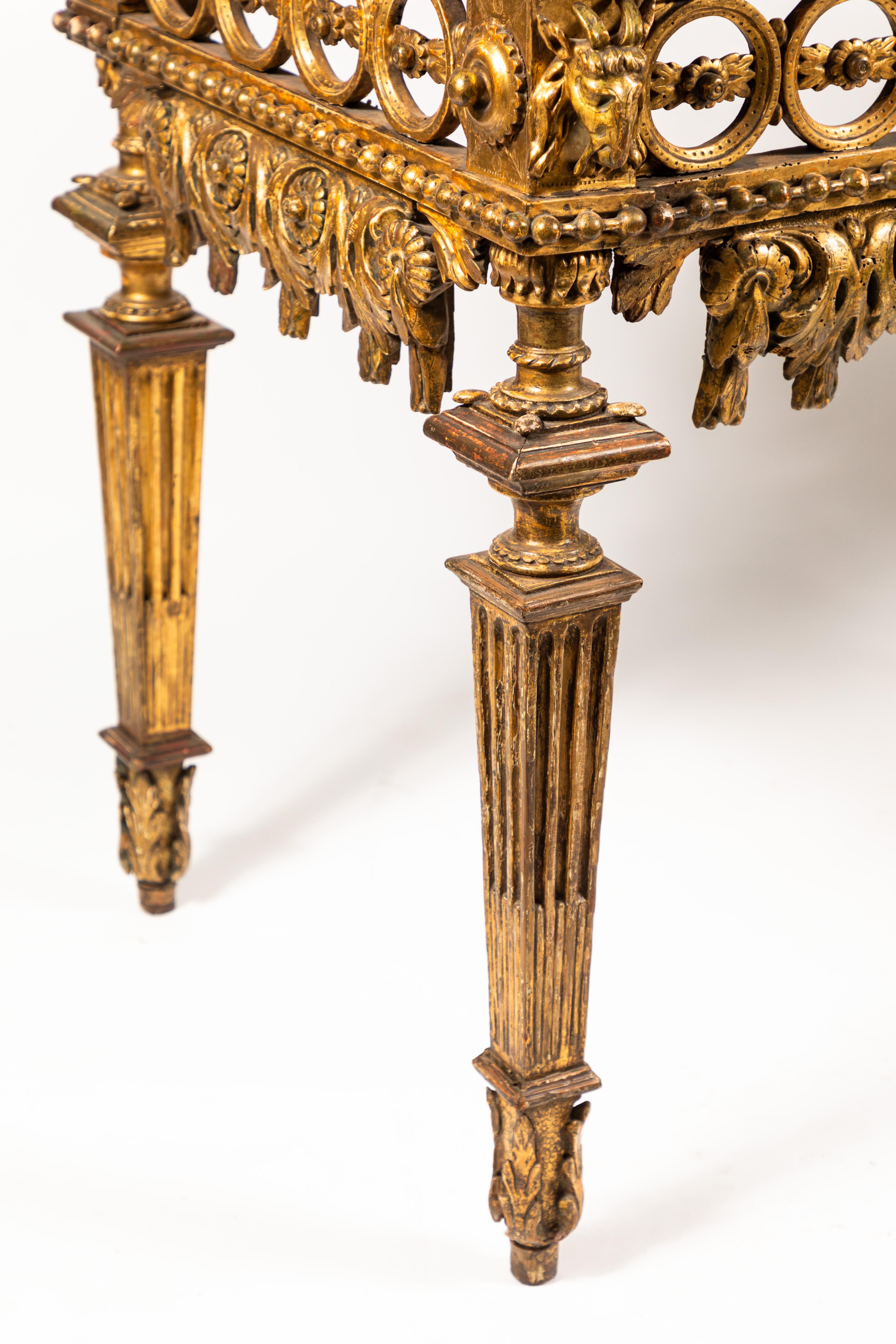 18th Century Roman Giltwood Marble Top Console For Sale 1