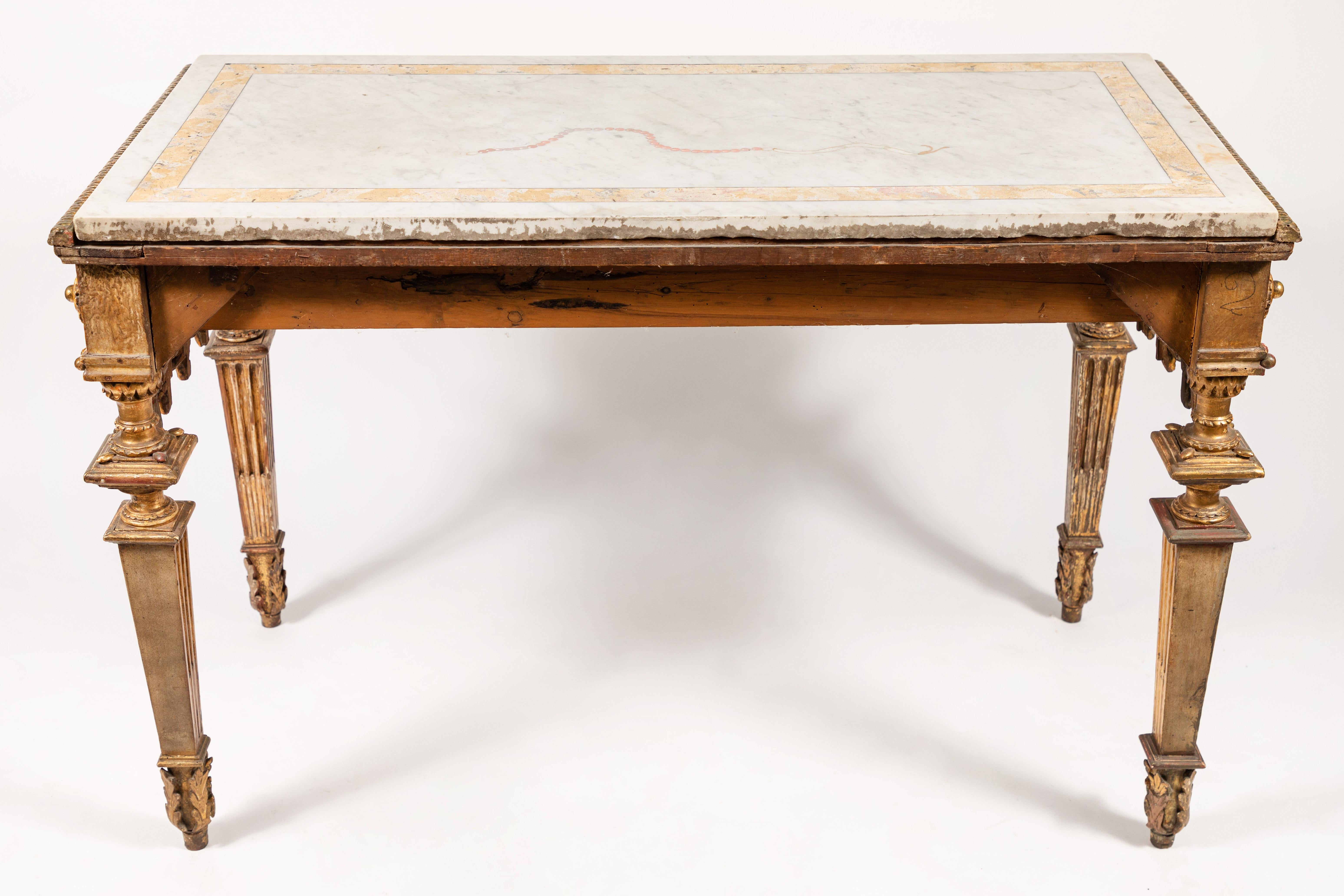 18th Century Roman Giltwood Marble Top Console For Sale 2
