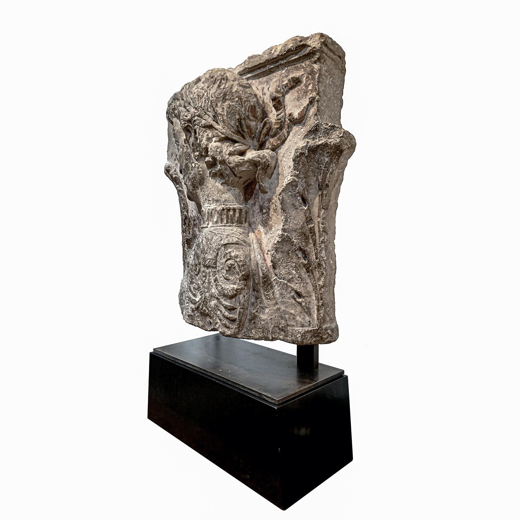 French 18th Century Neoclassic Stone Frieze Fragment from France, on Stand