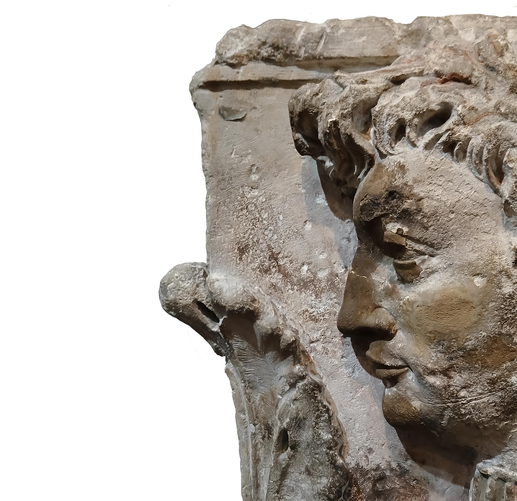 18th Century Neoclassic Stone Frieze Fragment from France, on Stand In Good Condition In New York, NY