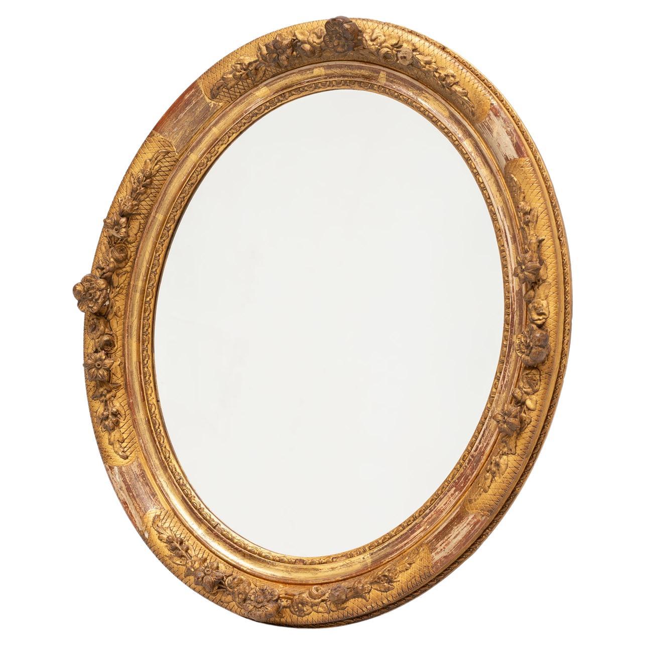 Romantischer Spiegel aus geschnitztem und vergoldetem Holz aus dem 18.