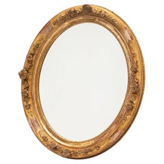 Antique 18th Century Romantic Mirror in Carved and Gilded Wood