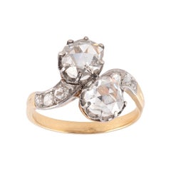 18th Century Rose Cut Diamonds Crossover Ring