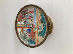 18th Century Rose Medallion Dish With Footed French Louis XV Bronze Base