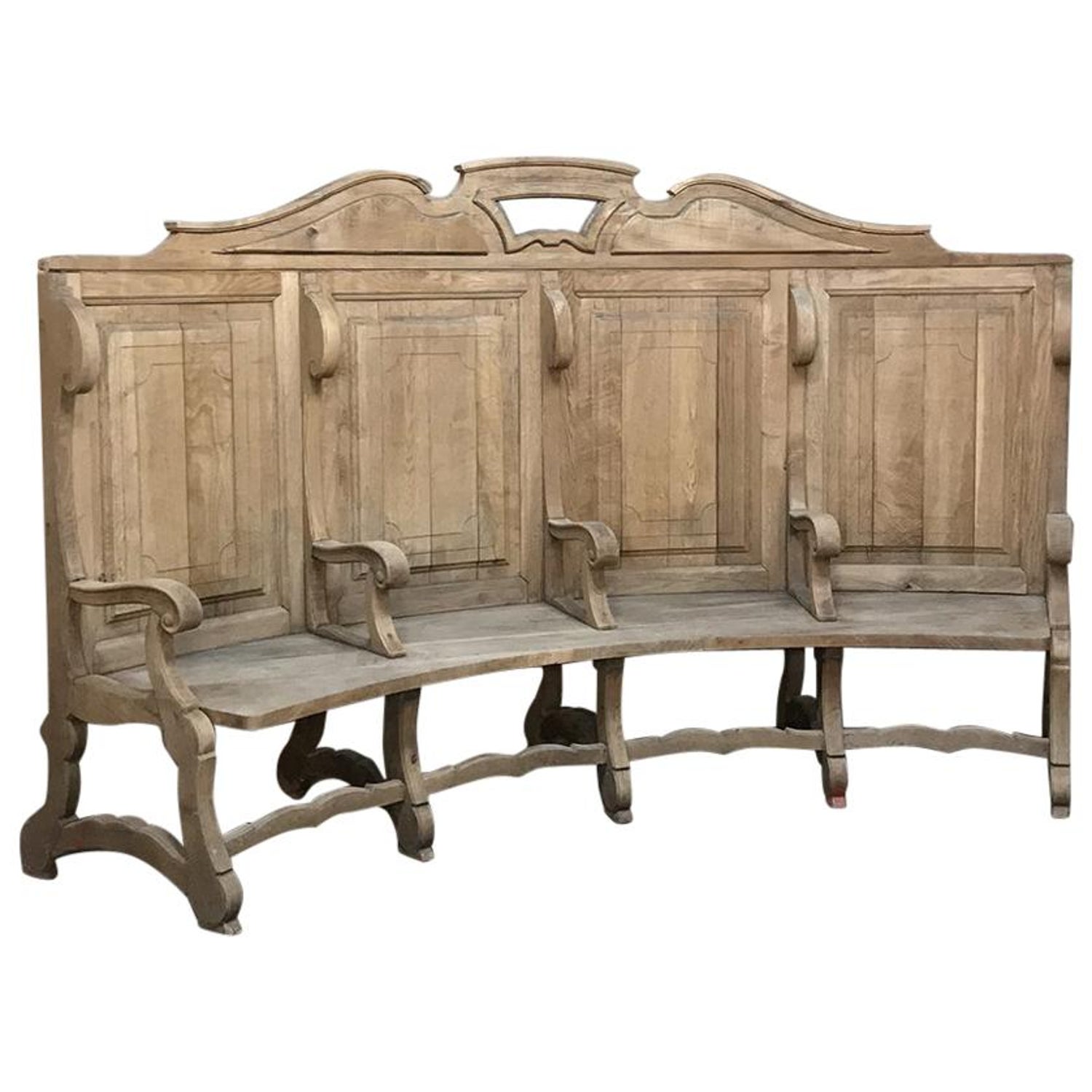 18th Century Rounded Foyer Solid Oak Bay Bench For Sale At 1stdibs