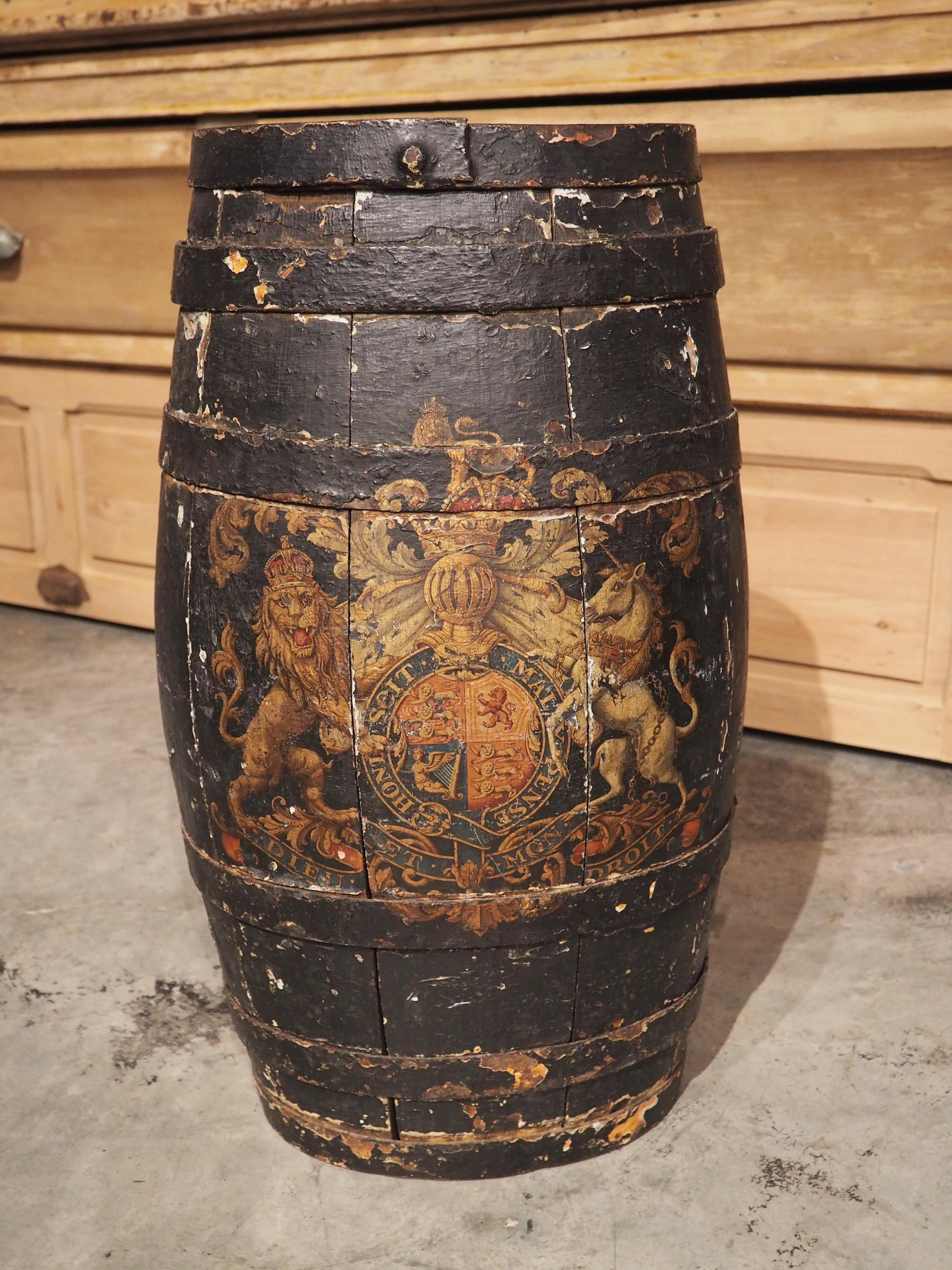 18th Century Royal Coat of Arms Oak Navy Barrel, United Kingdom 1