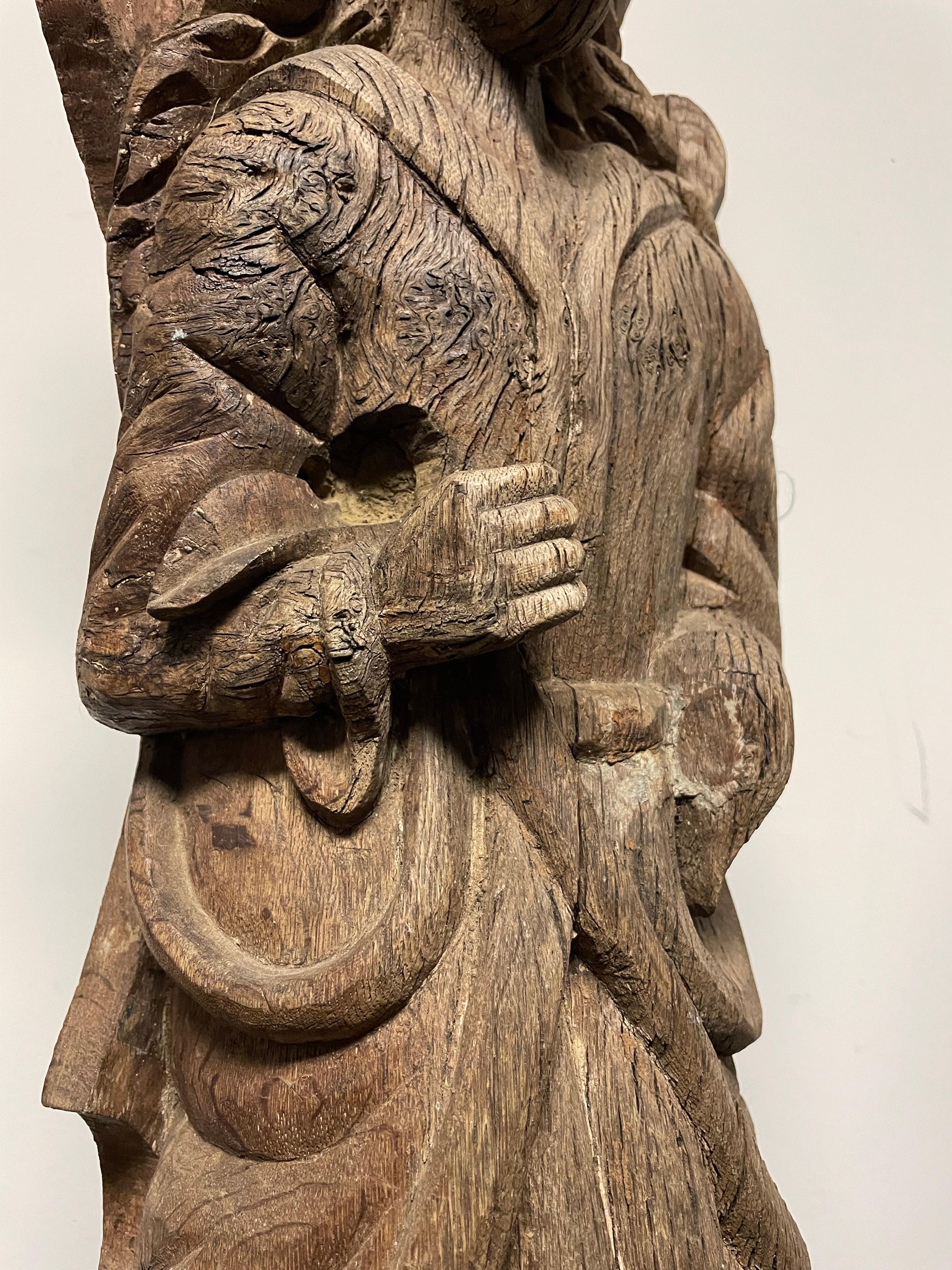 18th Century Russian Carved Oak Figure of a Saint For Sale 8