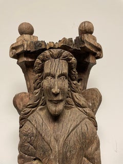 18th Century Russian Carved Oak Figure of a Saint