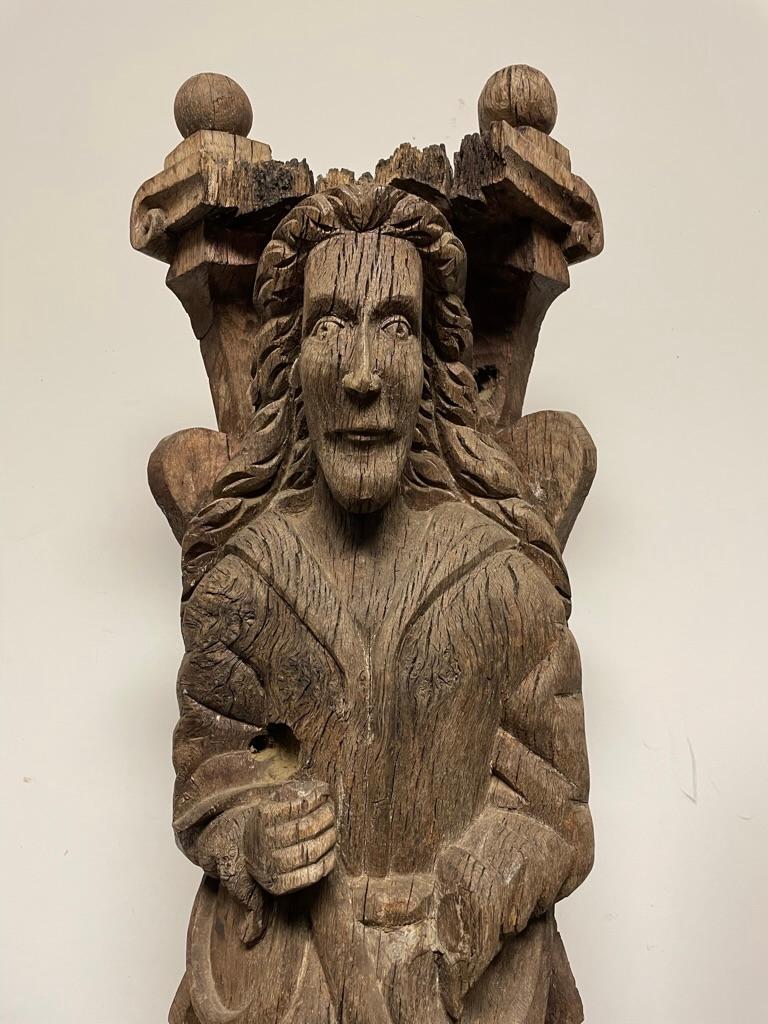Baroque 18th Century Russian Carved Oak Figure of a Saint For Sale