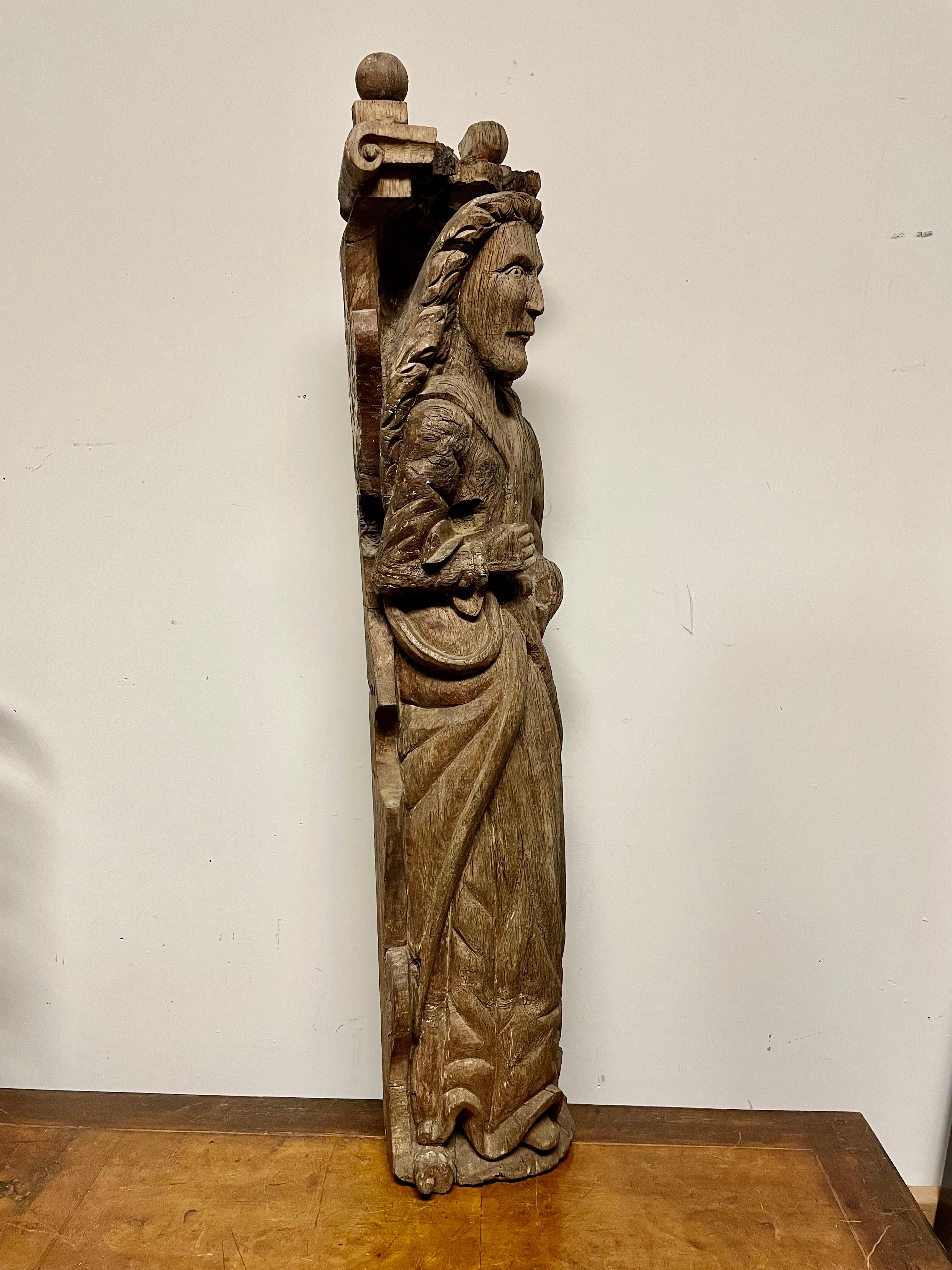 18th Century Russian Carved Oak Figure of a Saint For Sale 1