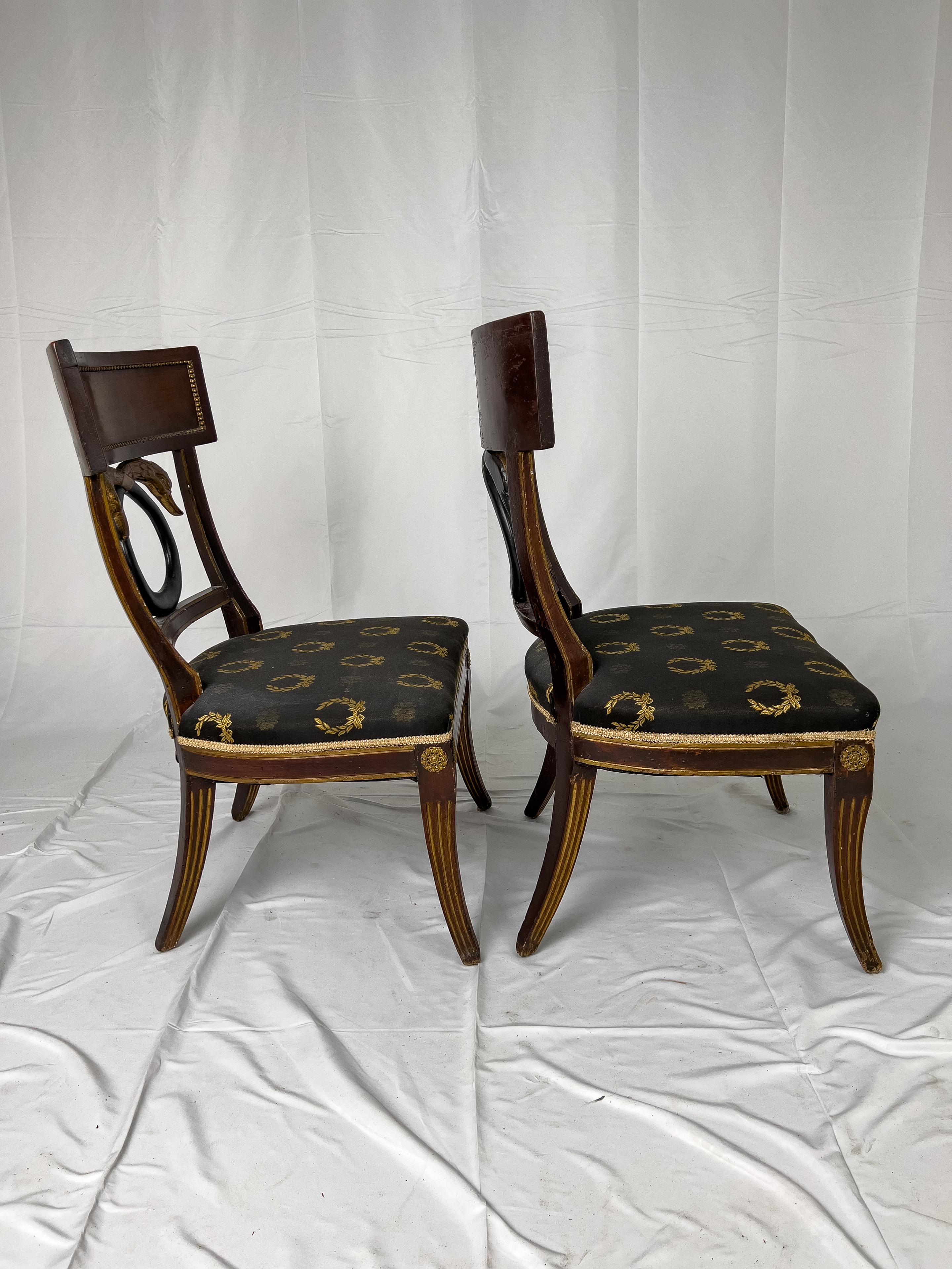 Ebonized 18th Century Russian Empire Style Side Chairs
