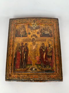 18th Century Russian Icon Depicting the Crucifixion of Christ