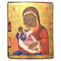 18th-Century Russian Icon Depicting the Virgin of Tenderness (Eleousa)