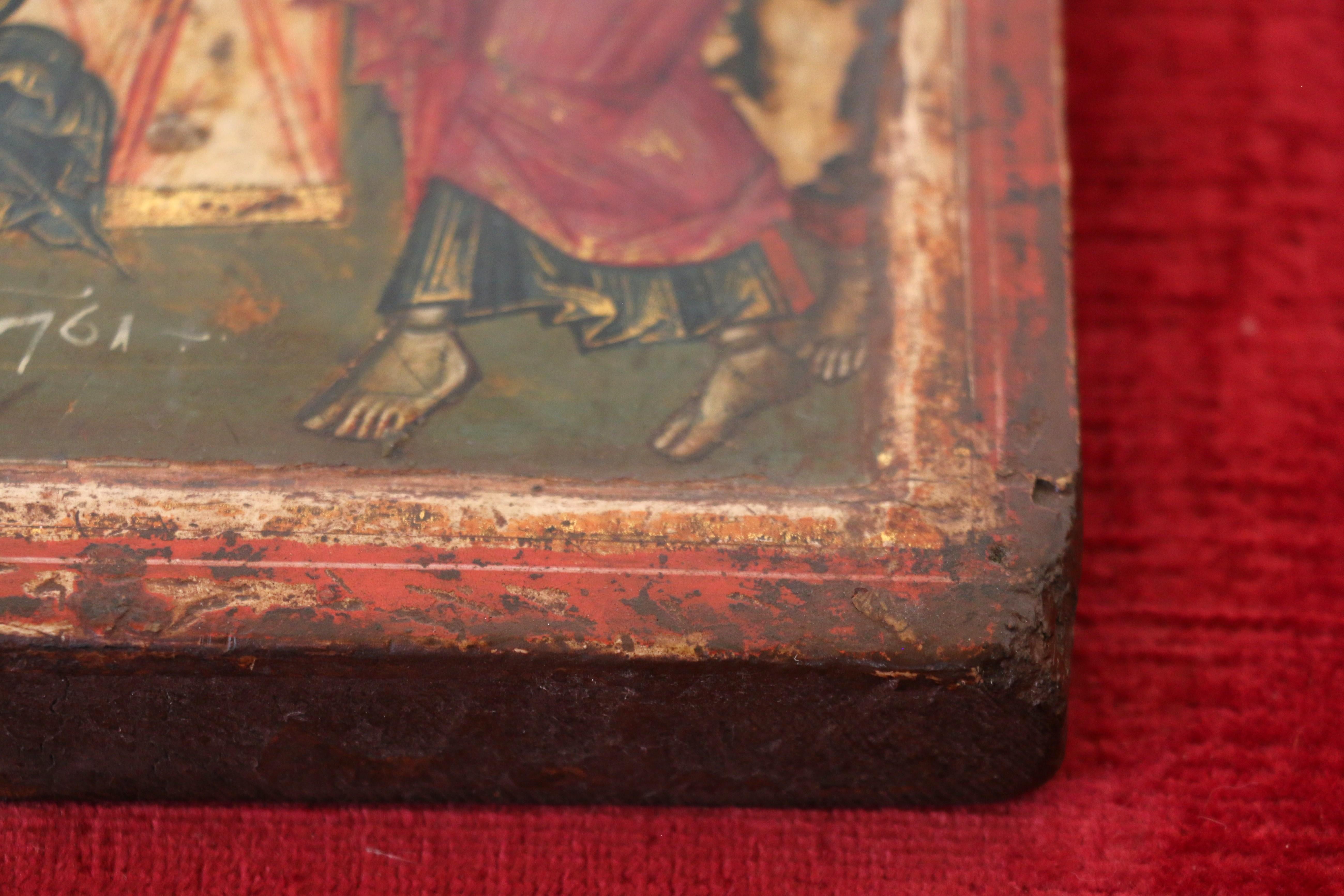 Russische Ikone der Entschlafung der Gottesmutter aus dem 18. Jahrhundert. Wood Malerei im Angebot 13