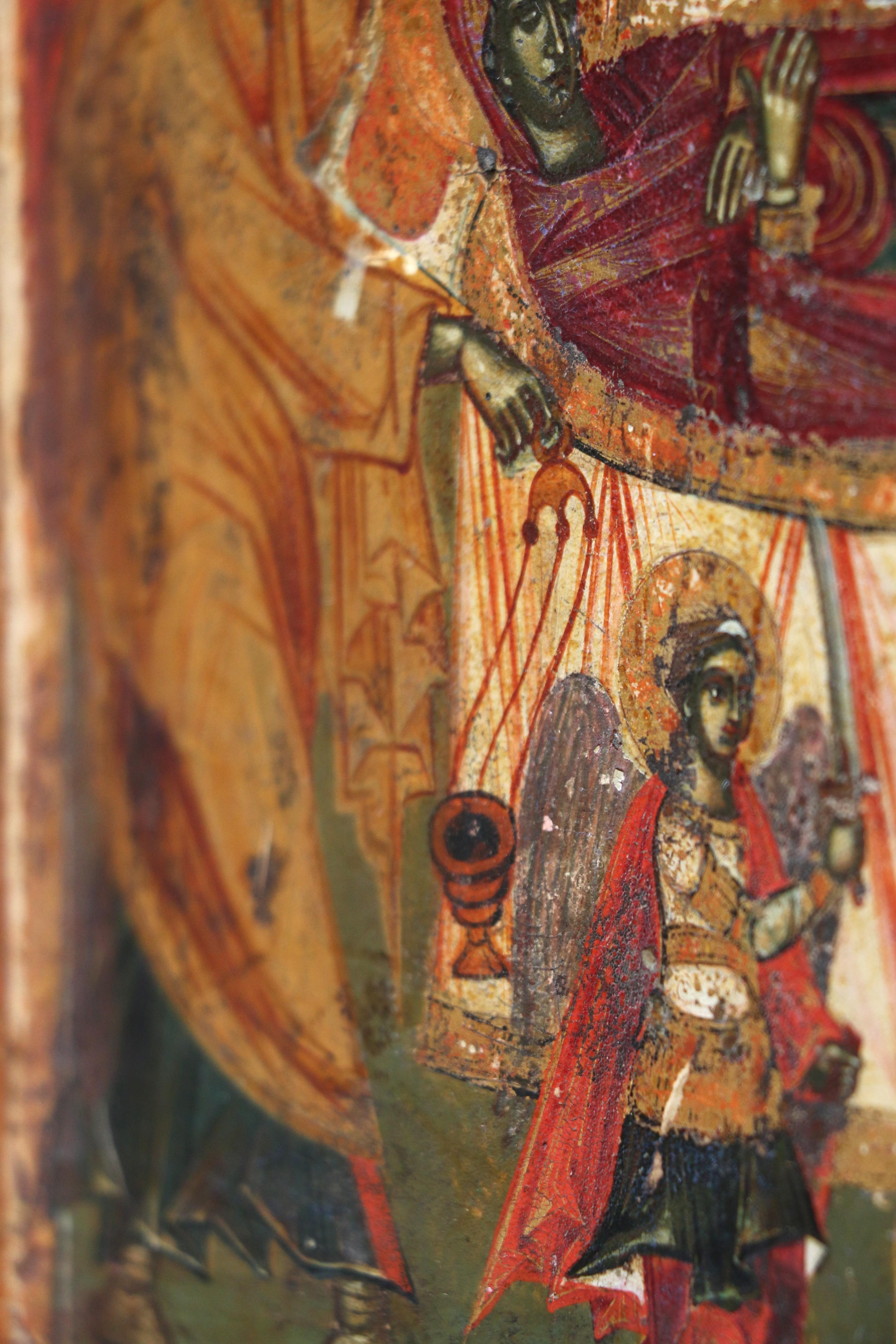 Russische Ikone der Entschlafung der Gottesmutter aus dem 18. Jahrhundert. Wood Malerei (Blattgold) im Angebot