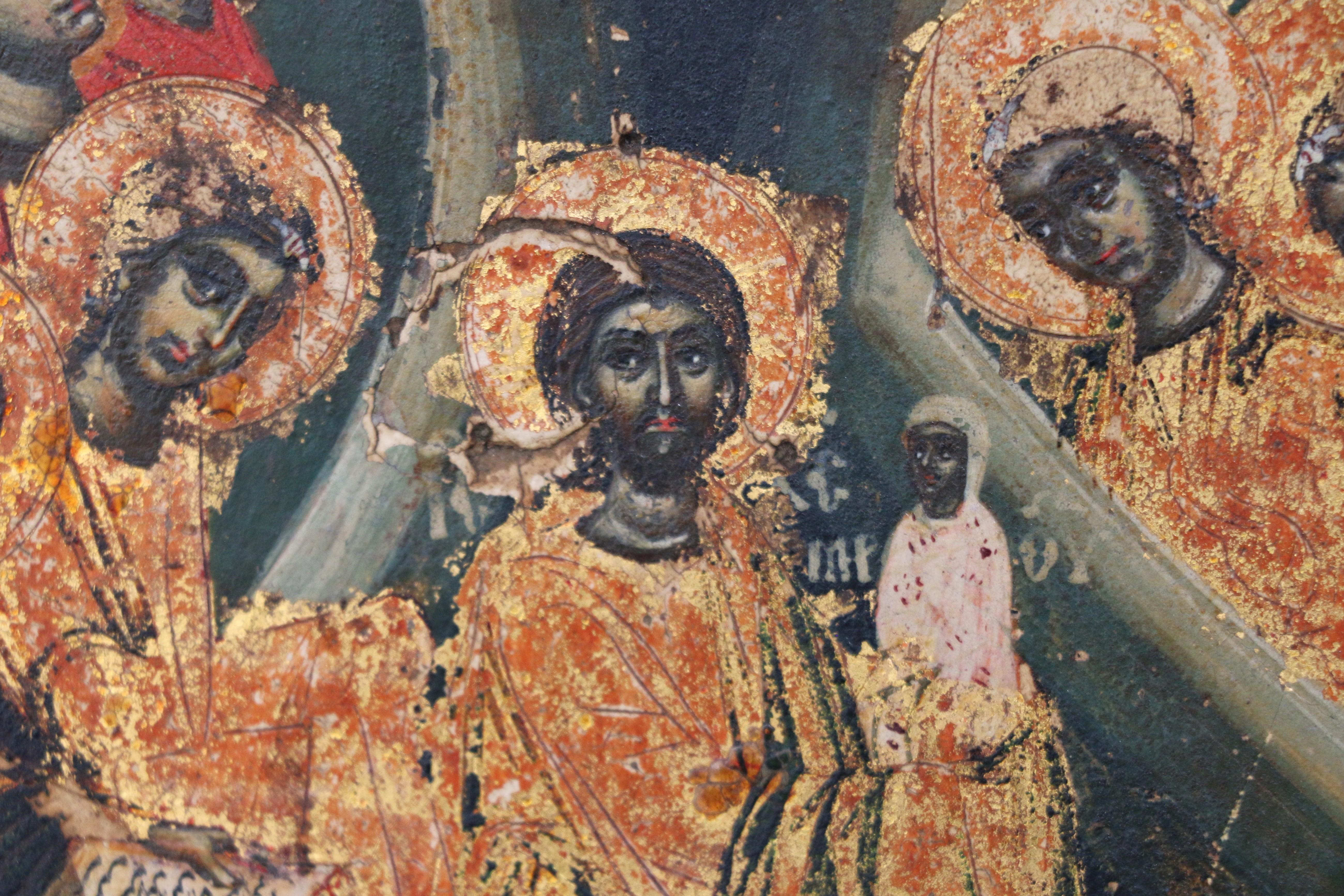 Russische Ikone der Entschlafung der Gottesmutter aus dem 18. Jahrhundert. Wood Malerei im Angebot 2