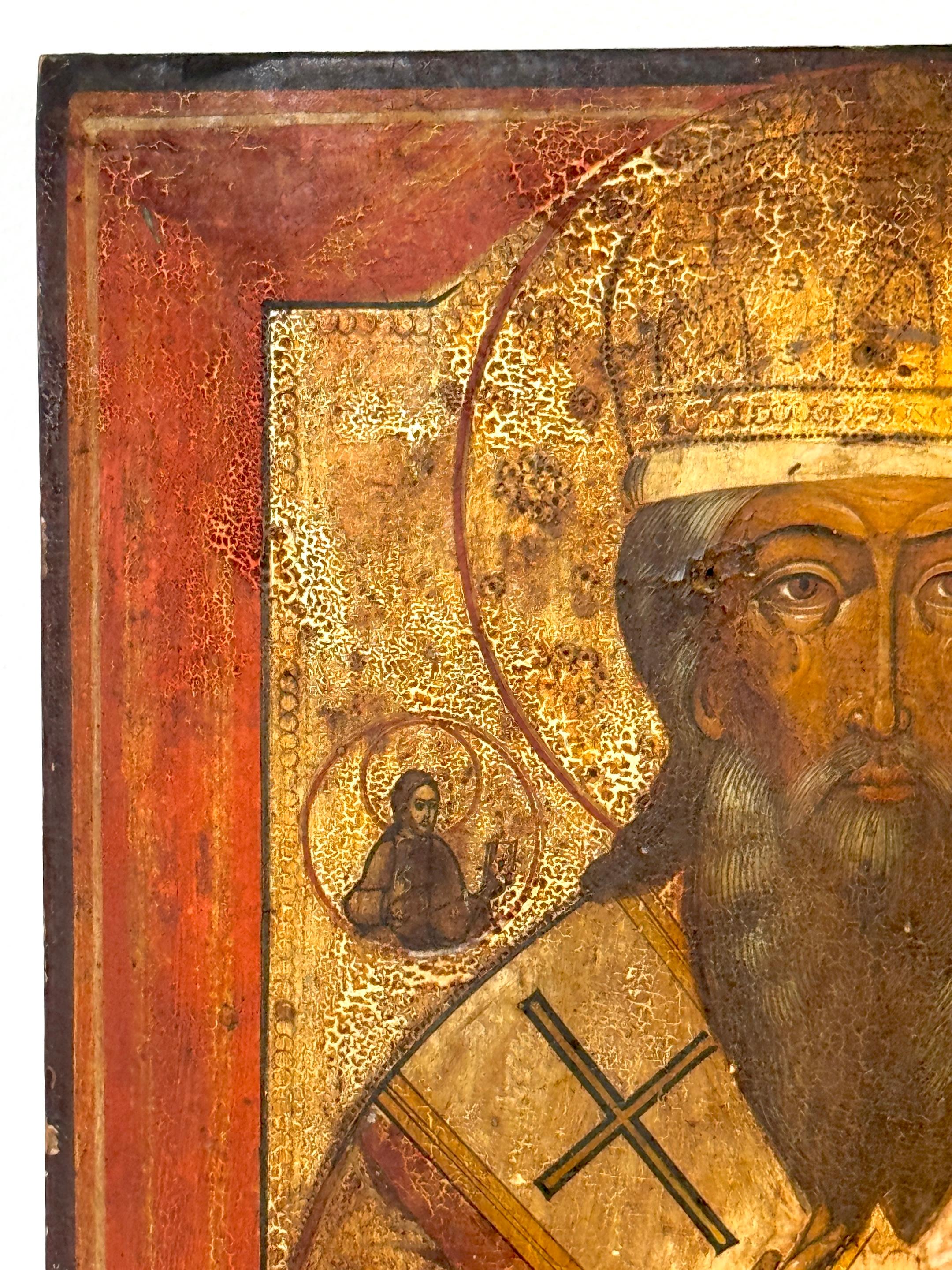 18th Century Russian Icon St. Nicholas the Wonderworker, Circa 1780 (18. Jahrhundert und früher) im Angebot