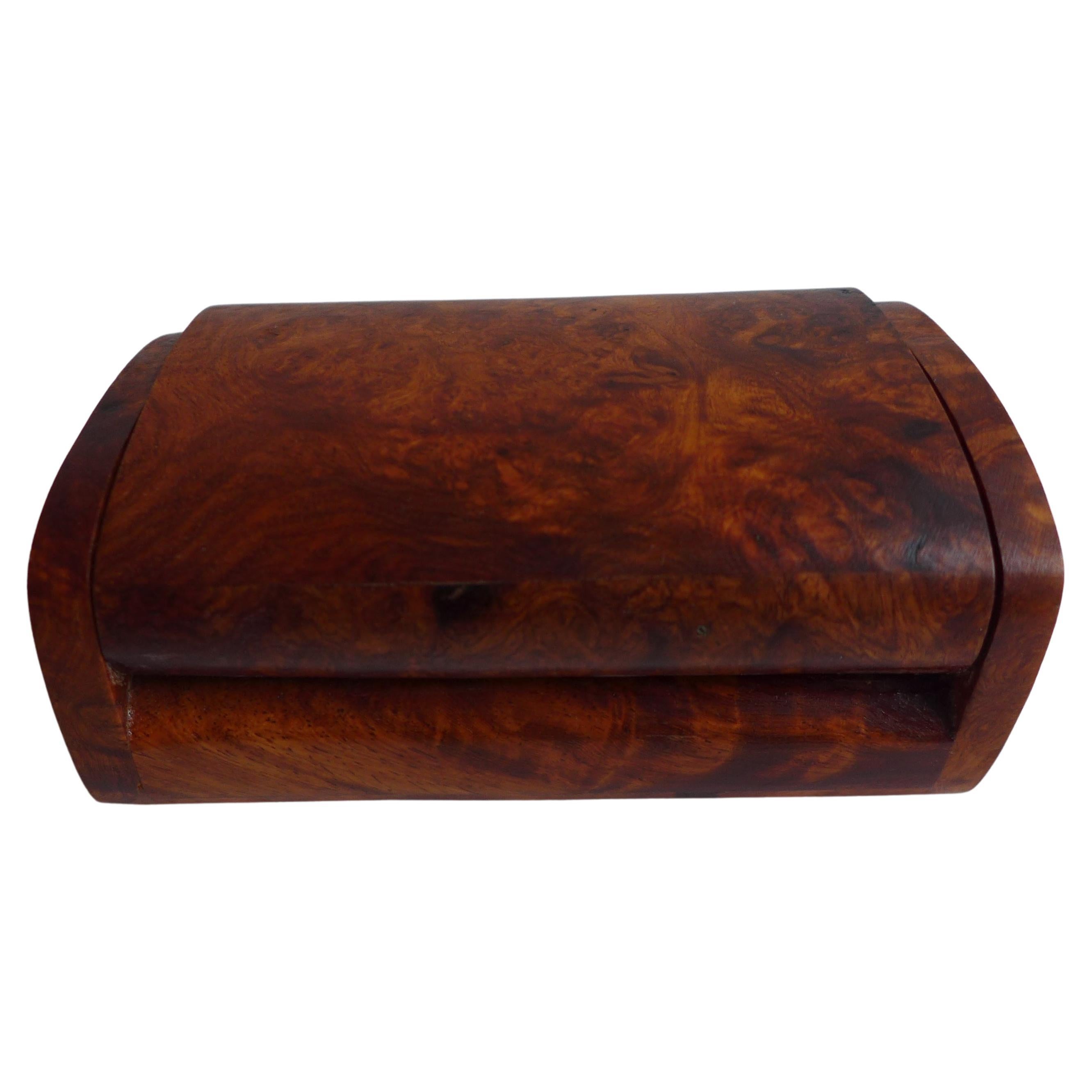20th Century "Aubock" Art Deco Tobacco Box, Carved from Root Wood