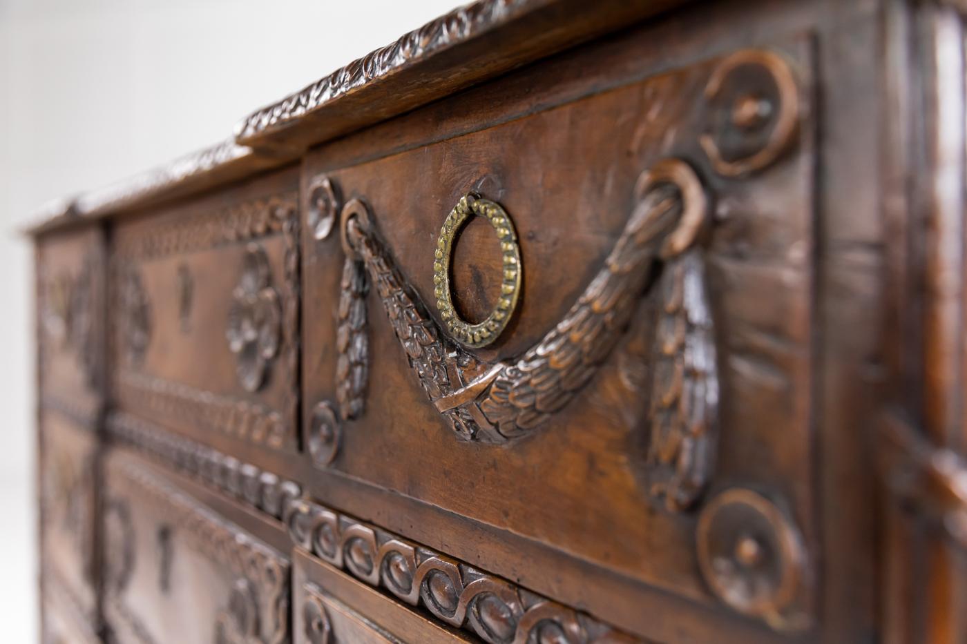 18th Century Rustic Carved Cherry Commode In Good Condition For Sale In Husbands Bosworth, Leicestershire