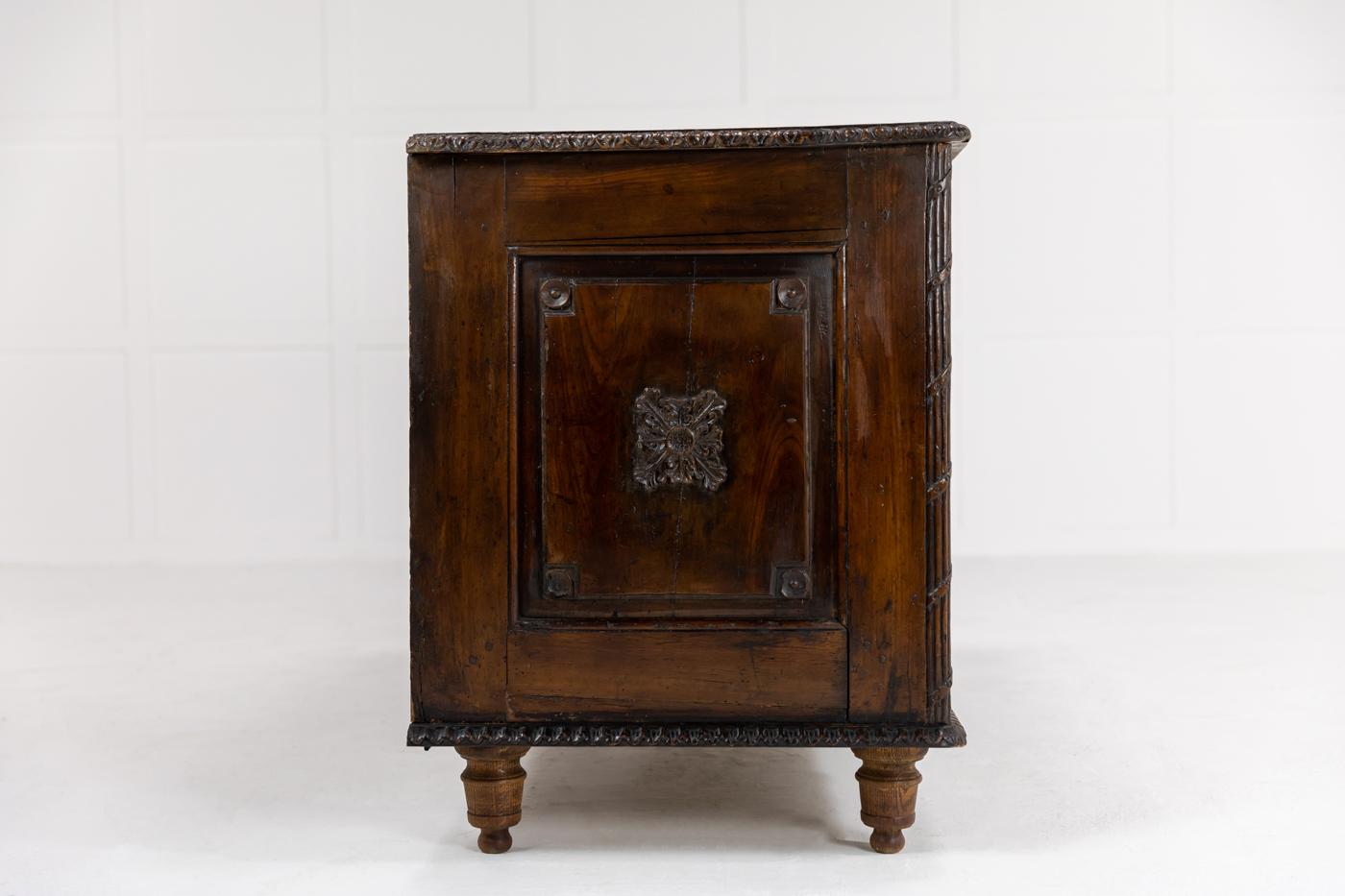 18th Century Rustic Carved Cherry Commode For Sale 1