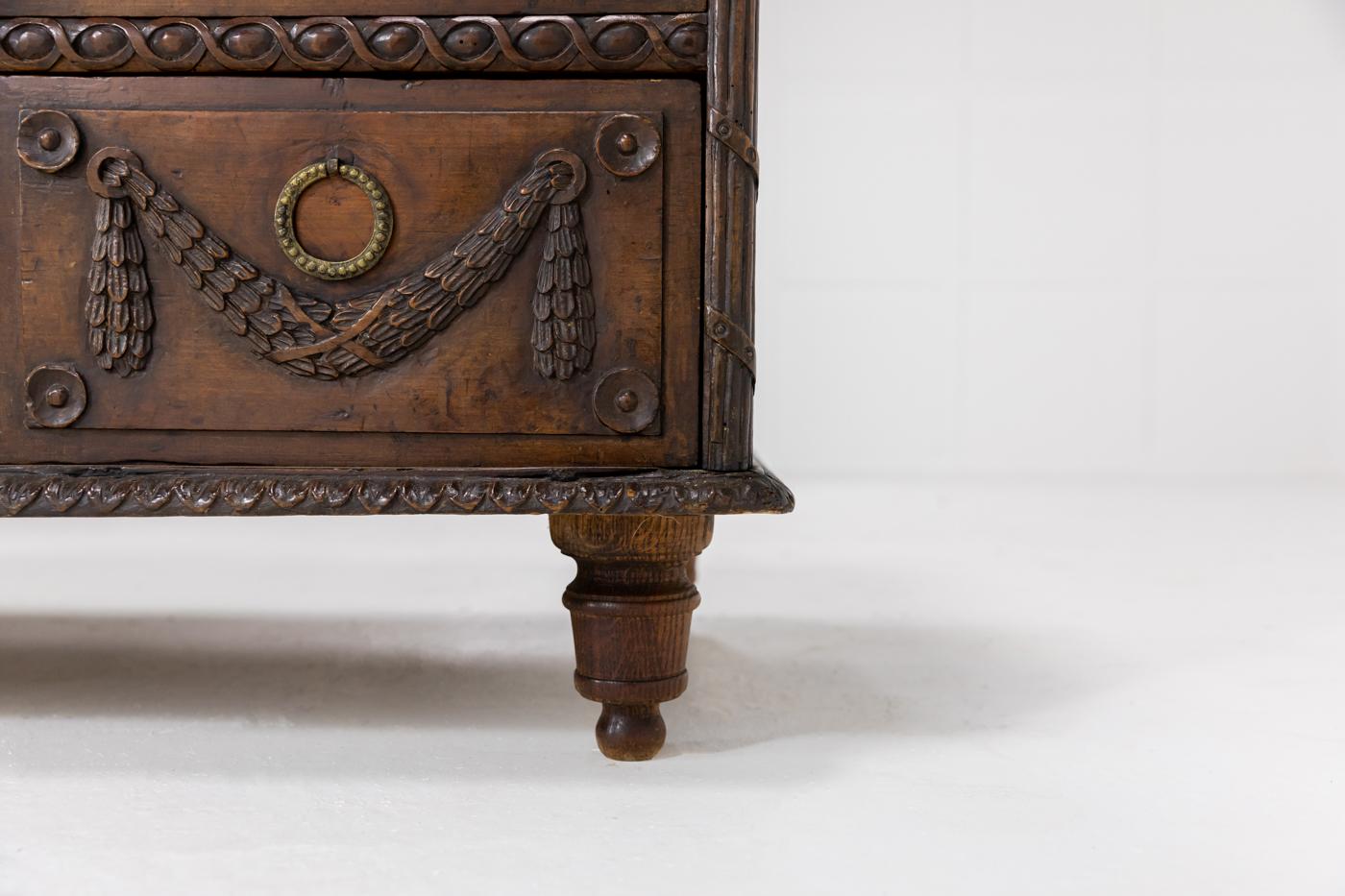 18th Century Rustic Carved Cherry Commode For Sale 2