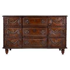 18th Century Rustic Carved Cherry Commode