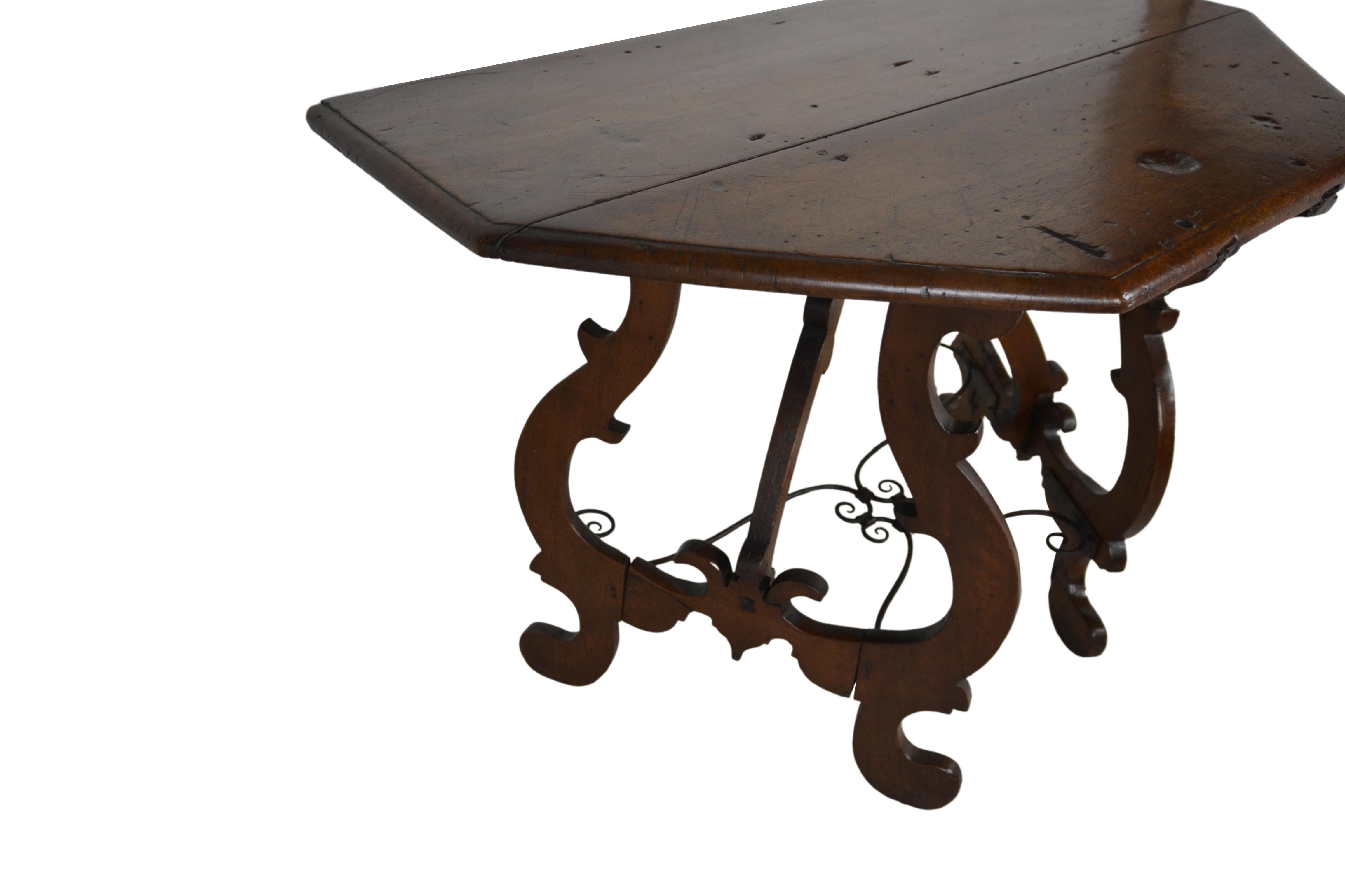 Iron 19th Century French Walnut Console Table For Sale