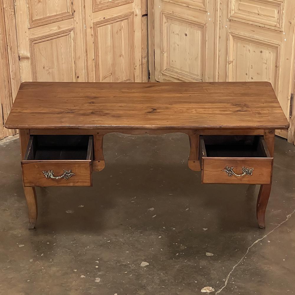 Brass 18th Century Rustic Country French Cherrywood Desk ~ Vanity For Sale