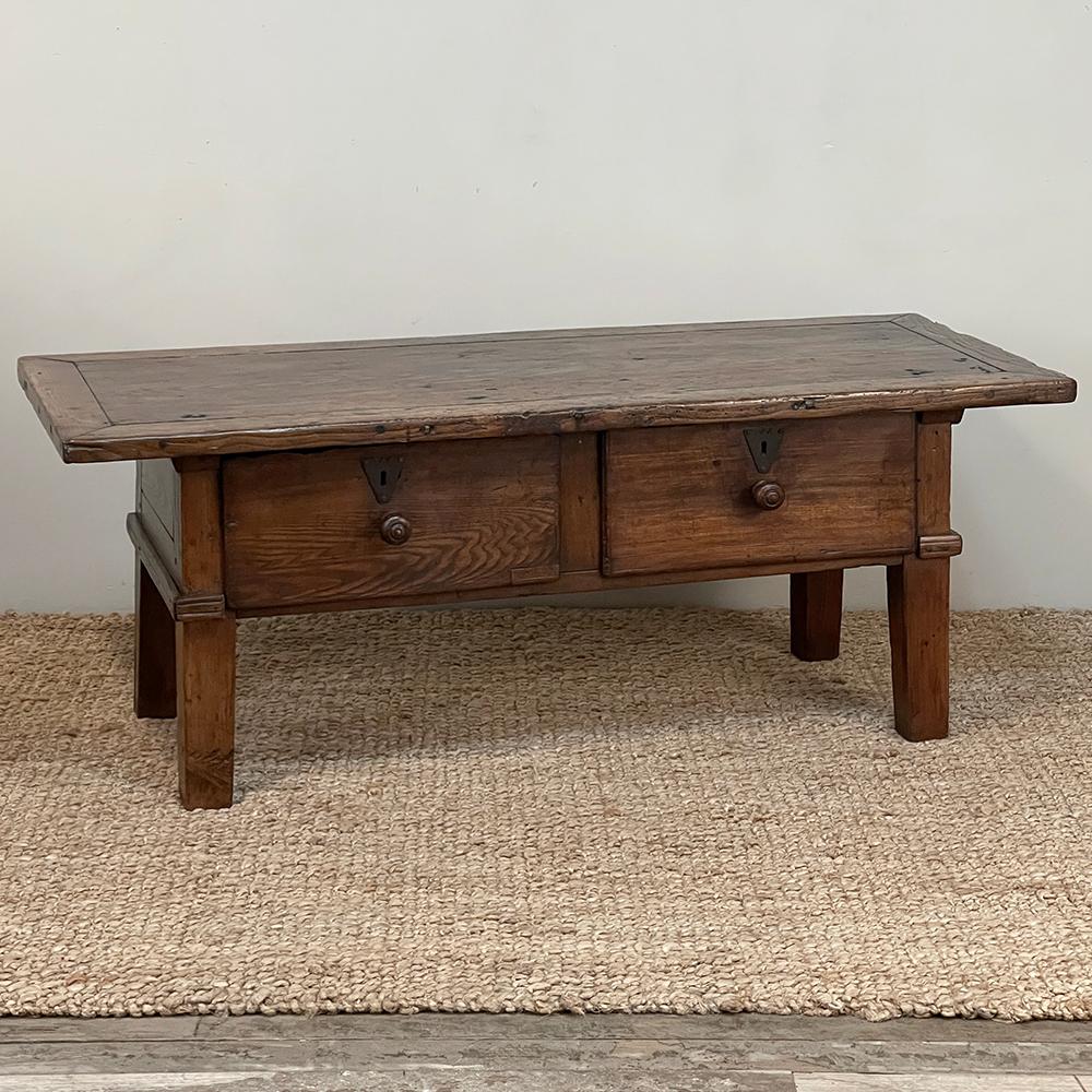 18th Century Rustic Country French Coffee Table was hand-crafted by capable rural artisans using what we consider today to be primitive tools, yet the result is an exceptionally sturdy table that has already lasted over 200 years and will easily