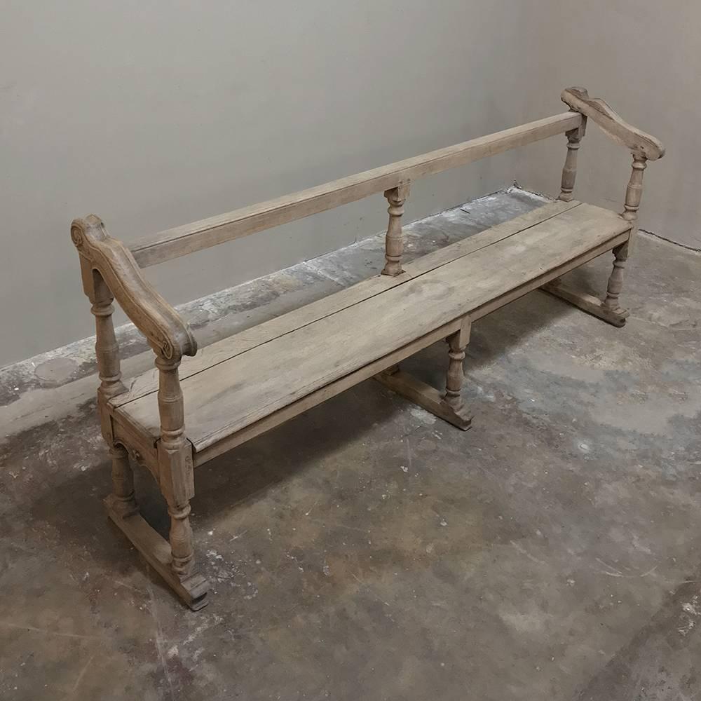 18th Century Rustic Country French Stripped Hall Bench 2