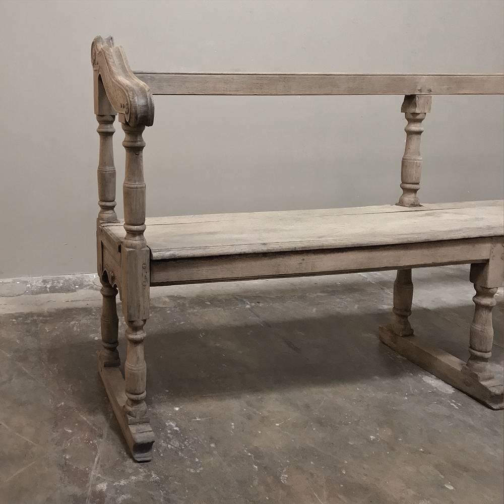 Late 18th Century 18th Century Rustic Country French Stripped Hall Bench