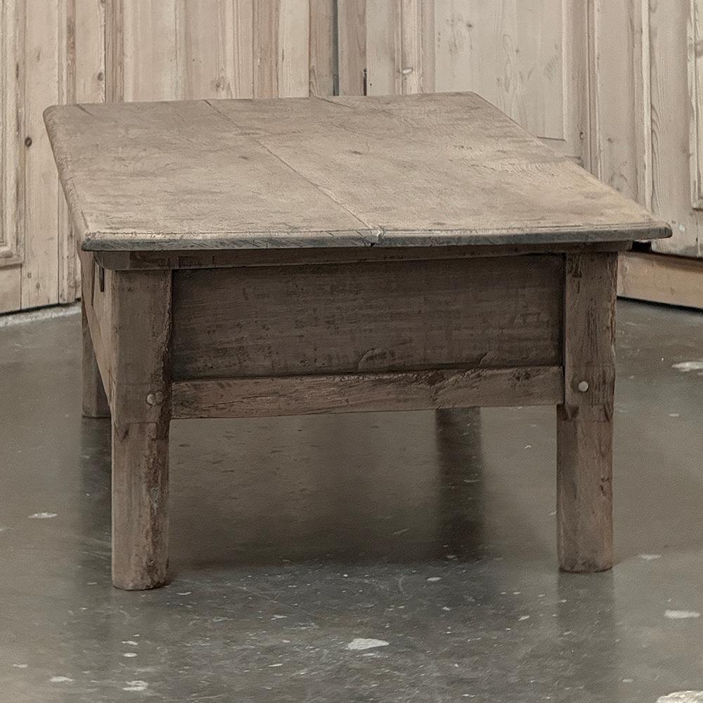 18th Century Rustic Country French Stripped Coffee Table For Sale 6