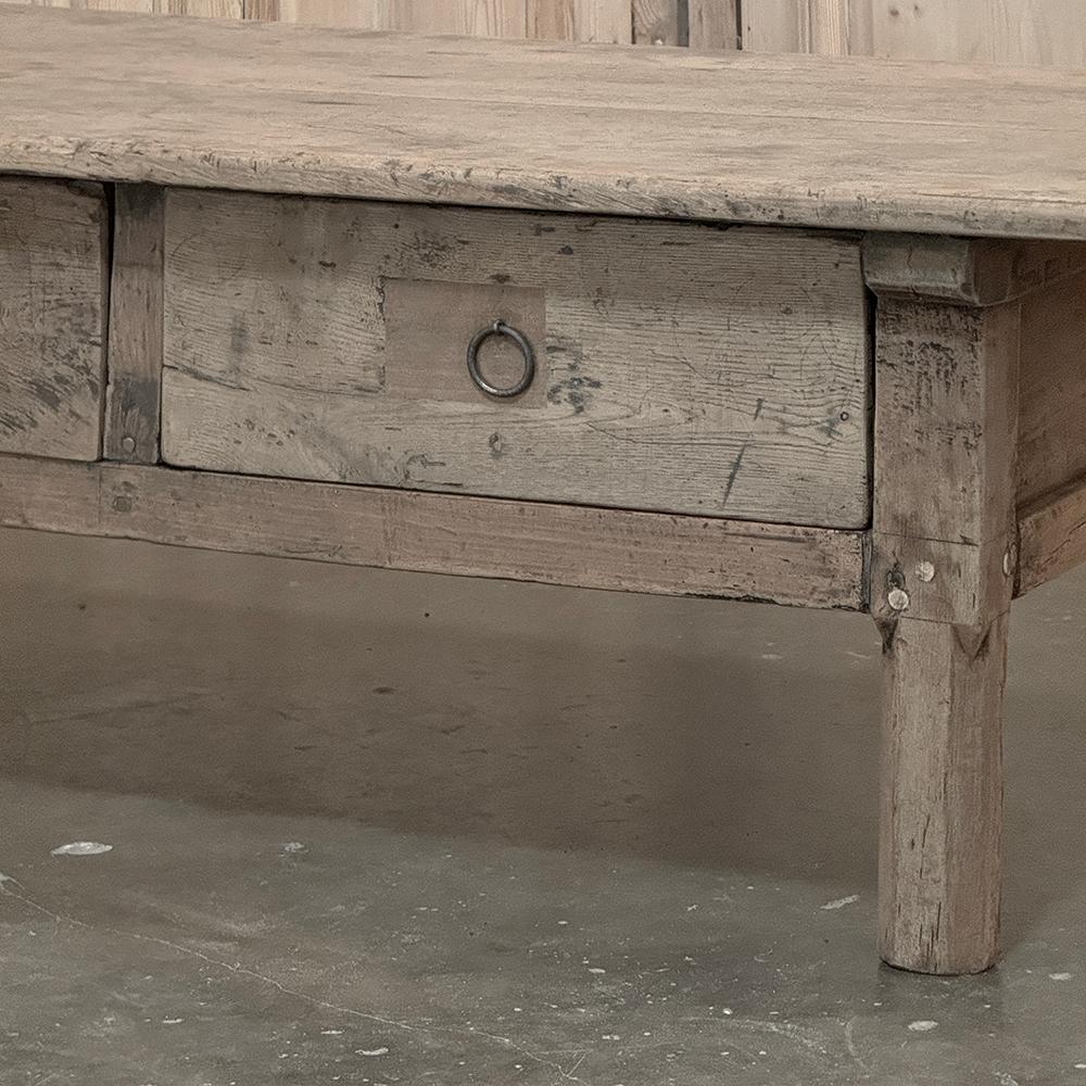 18th Century Rustic Country French Stripped Coffee Table For Sale 8
