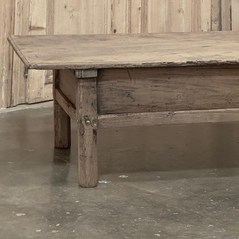 18th Century Rustic Country French Stripped Coffee Table For Sale 9