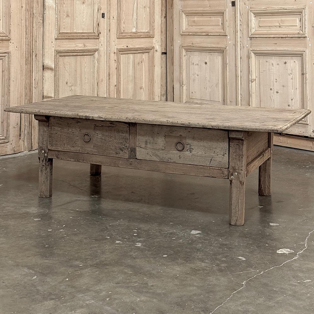Dutch 18th Century Rustic Country French Stripped Coffee Table For Sale