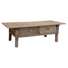 18th Century Rustic Country French Stripped Coffee Table