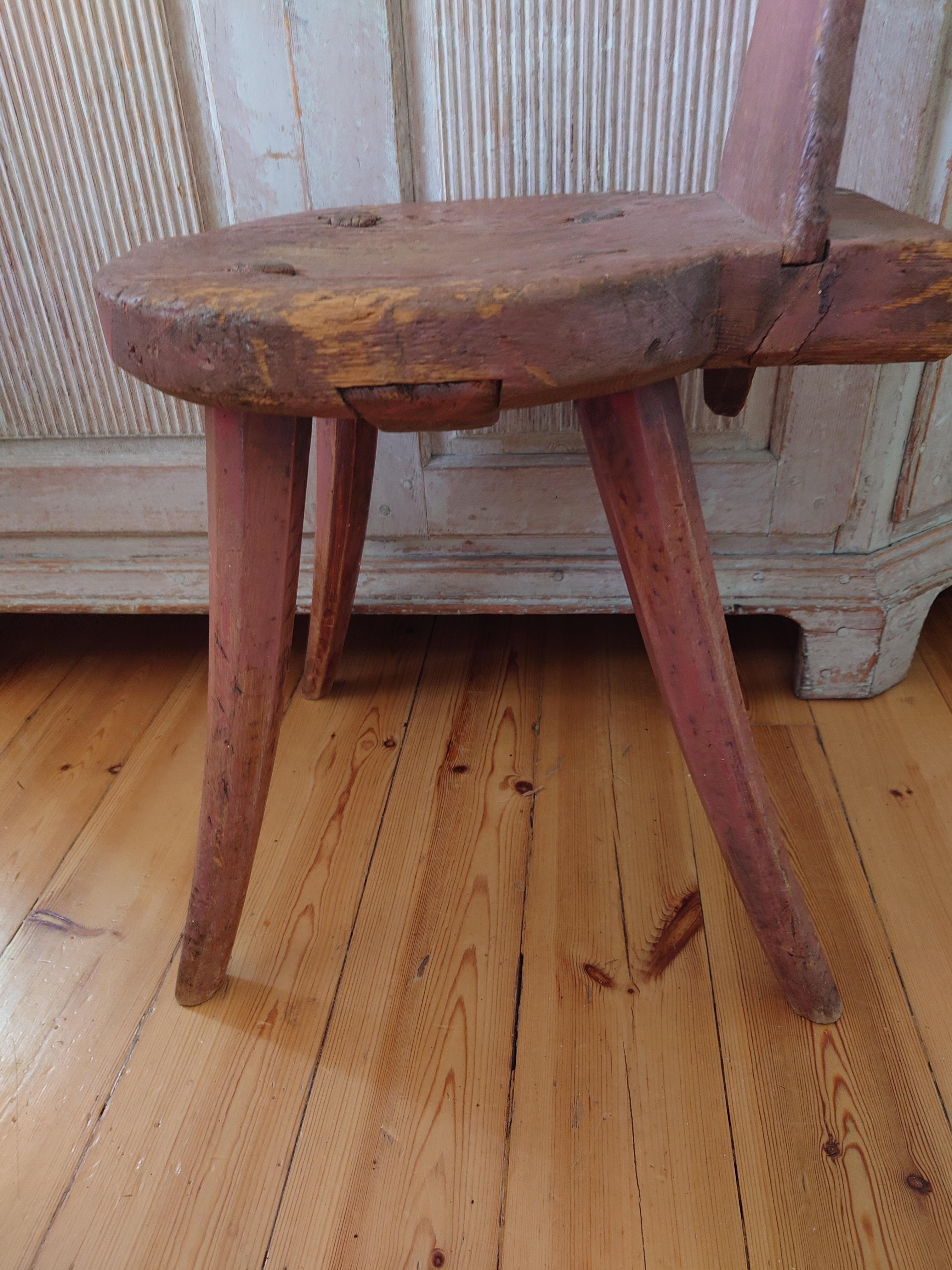 18th Century Rustic country Primitive Folk Art Stool For Sale 4