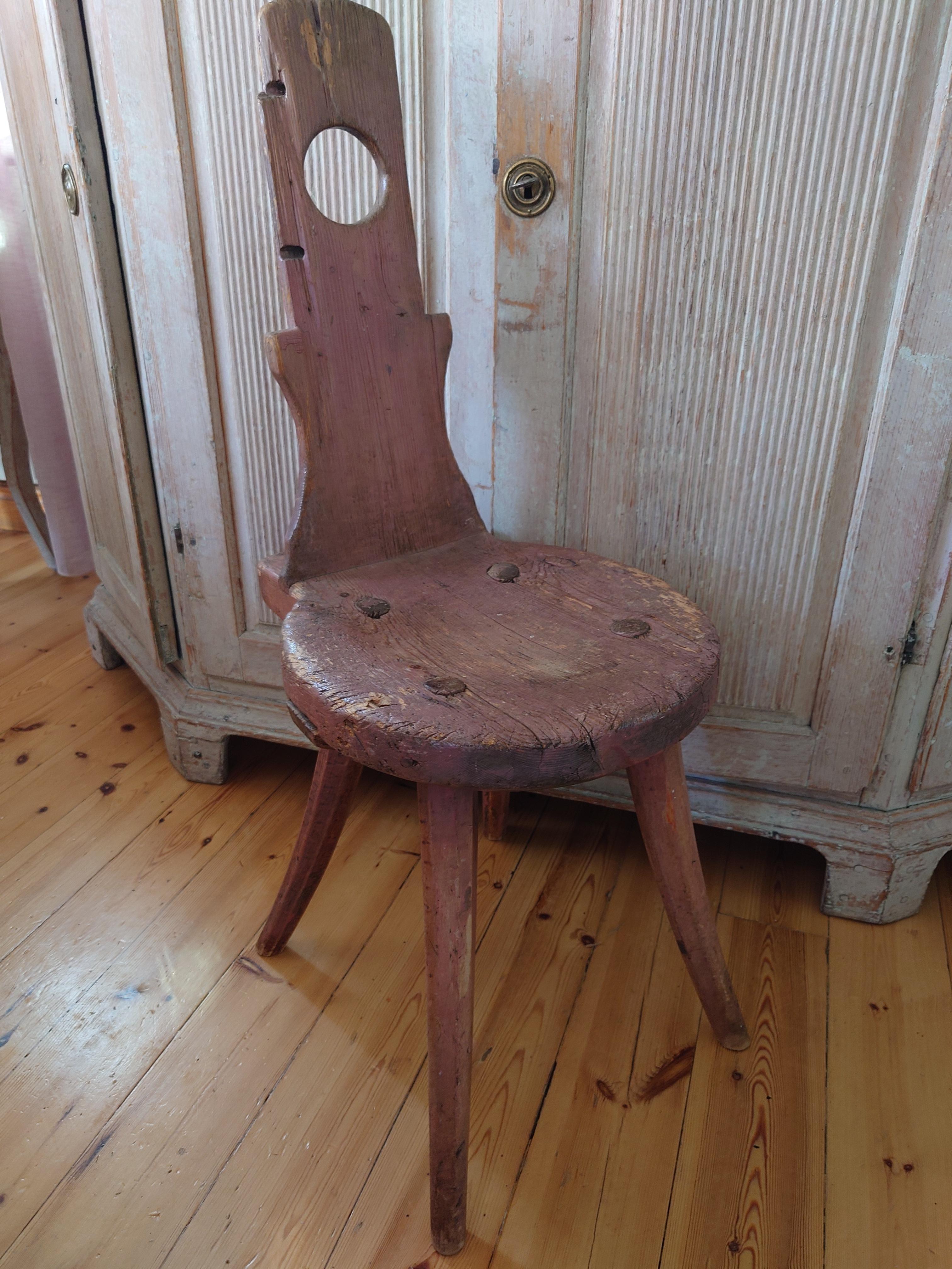 18th Century Rustic country Primitive Folk Art Stool For Sale 10