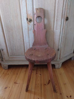 18th Century Rustic country Primitive Folk Art Stool