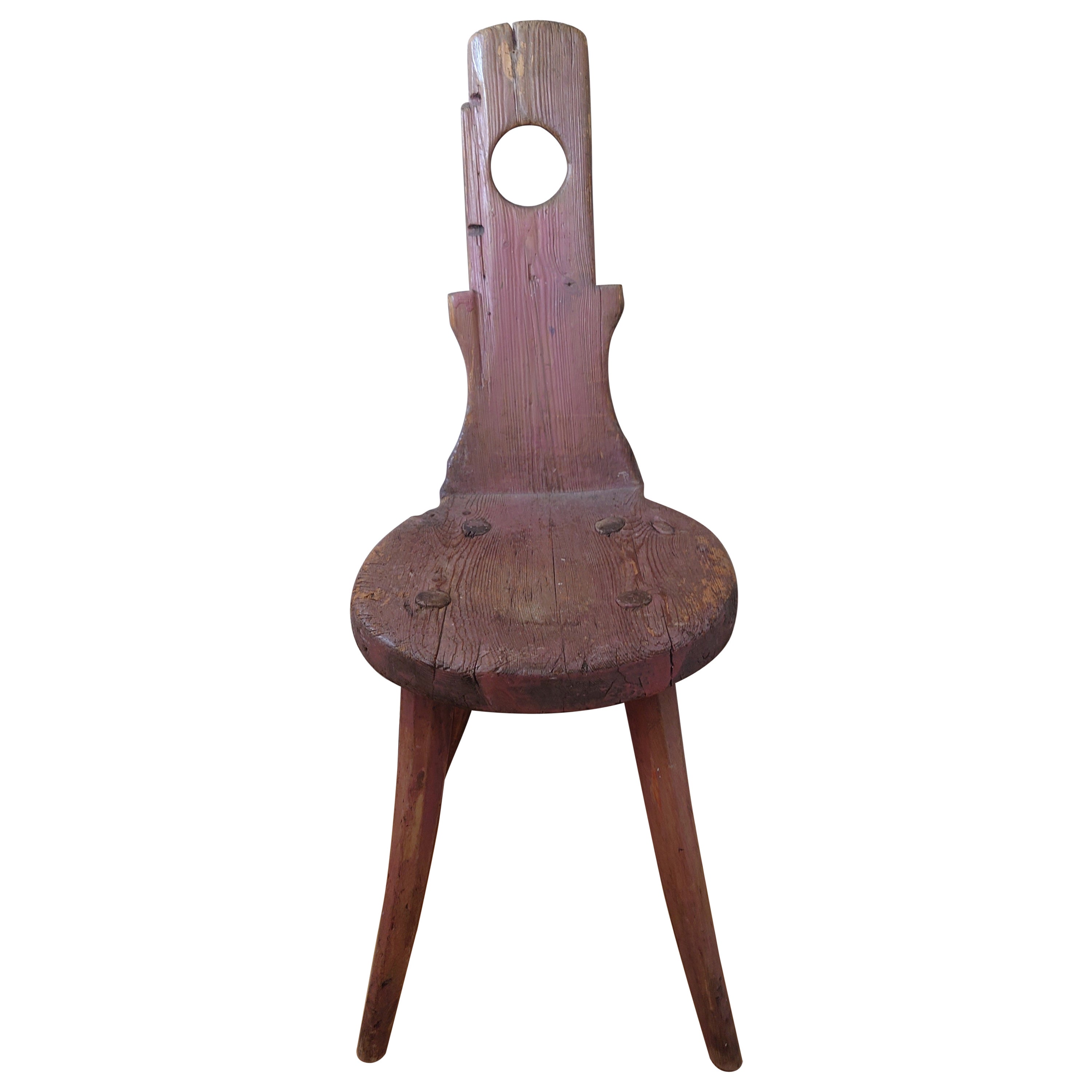Taburete rústico del siglo XVIII Primitive Folk Art