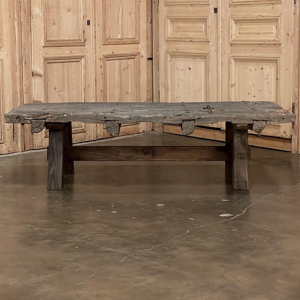 Oak 18th Century Rustic Door Repurposed as Coffee Table