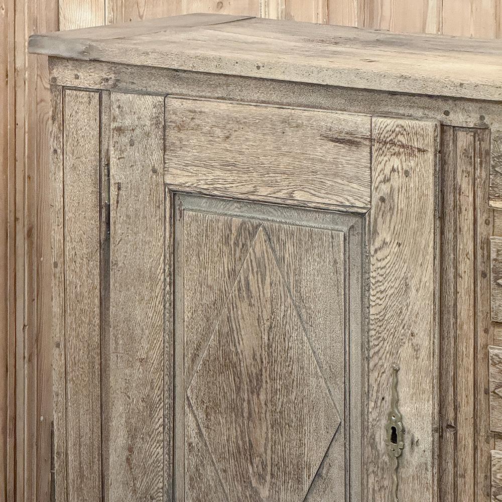 18th Century Rustic Dutch Buffet ~ Cabinet in Stripped Oak For Sale 7