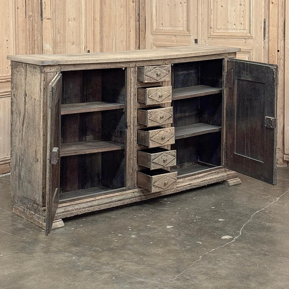 18th Century Rustic Dutch Buffet ~ Cabinet in Stripped Oak For Sale 9